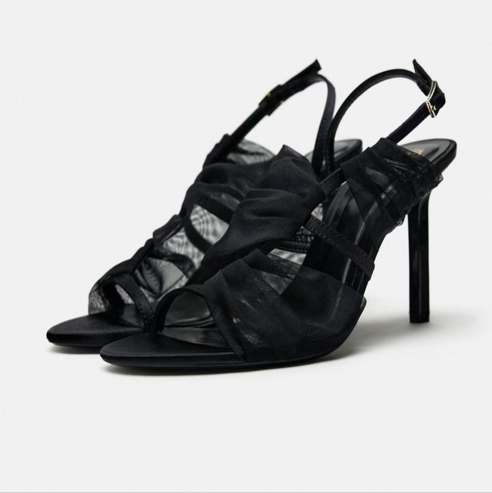 ZARA FABRIC HEELED SANDALS